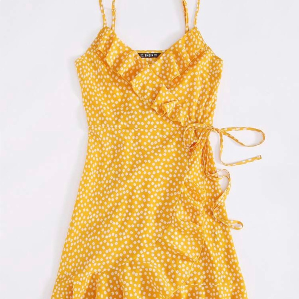 SHEIN Yellow Wrap Dress